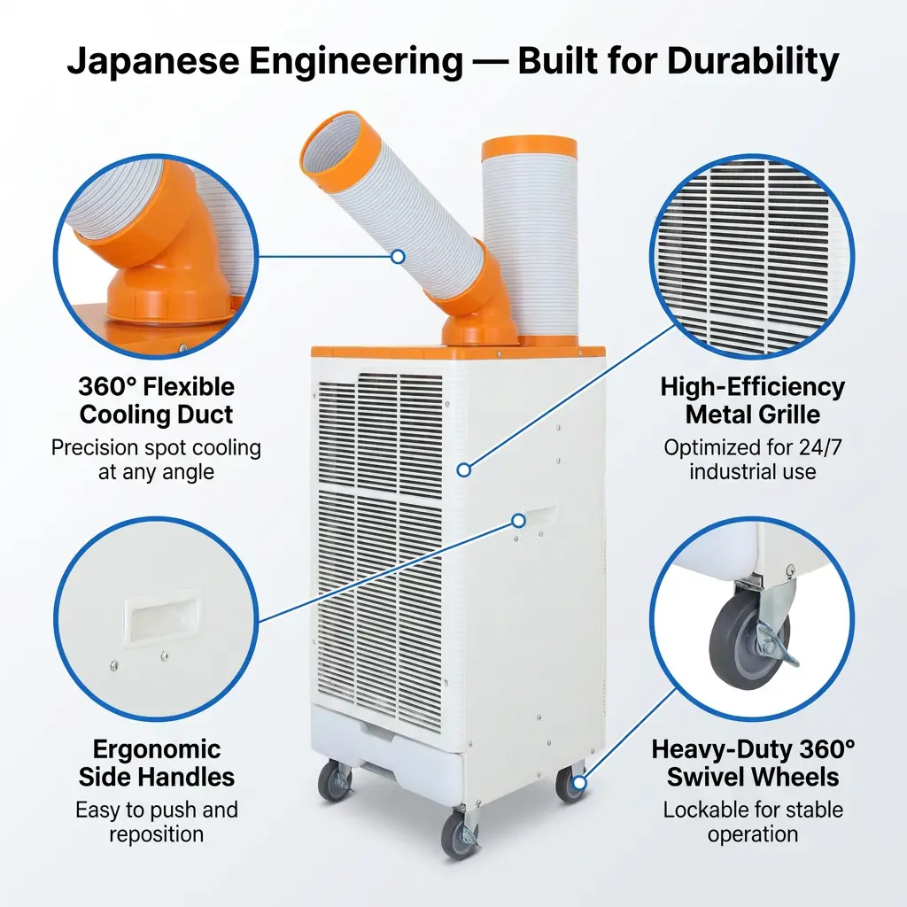 OEM Laranja Zuria Japoniako Estiloa 3 Min Azkar Hozte Lekuen Hozkailu Industrial Aire Girotua Metalgintzako Lantegirako OEM Laranja Zuria Japoniako Estiloa 3 Min Azkar Hozte Lekuen Hozkailu Industrial Aire Girotua Metalgintzako Lantegirako