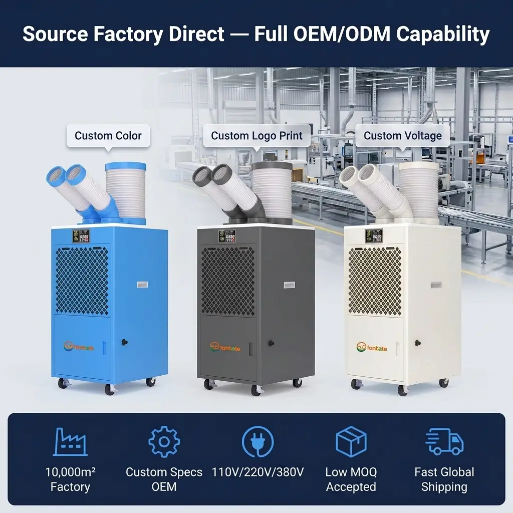 OEM/ODM Industrial Portable AC Unit Caster Wheel Biltegia Zerbitzari Gela Larrialdi Aldi baterako Hozte Makina
