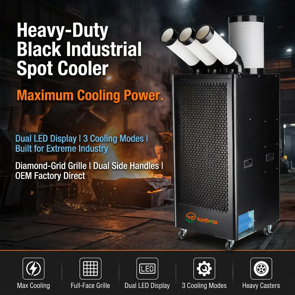 Leku industrial eramangarri premium hozkailua 1200 m3h aire-fluxu handia 7 m/s distantzia luzea 3 minutuko kontrol azkarra eta fresko LCD adimenduna